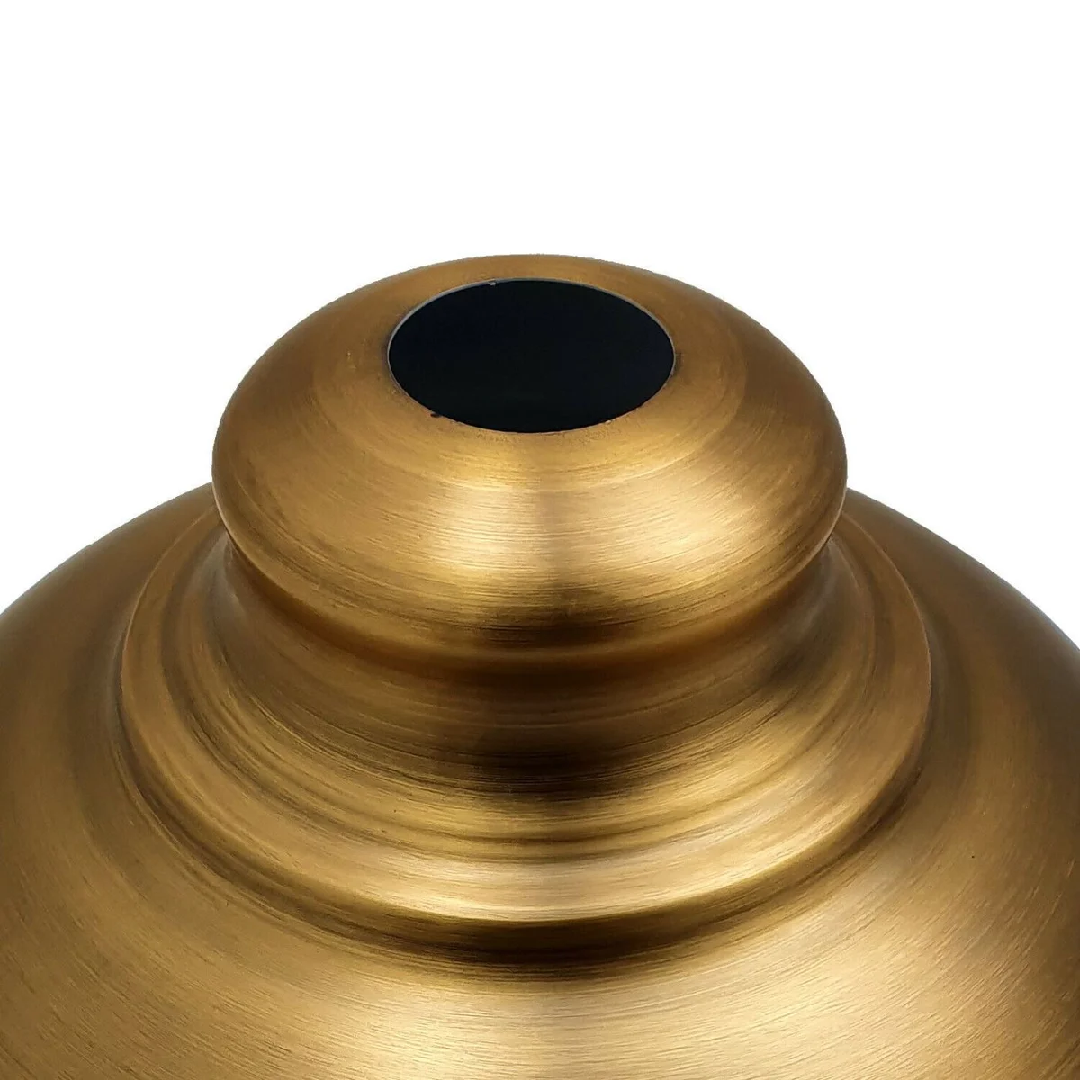 Yellow brass industrial pendant lamp shade with brushed finish, designed as an easy fit lamp shade for ceiling lights