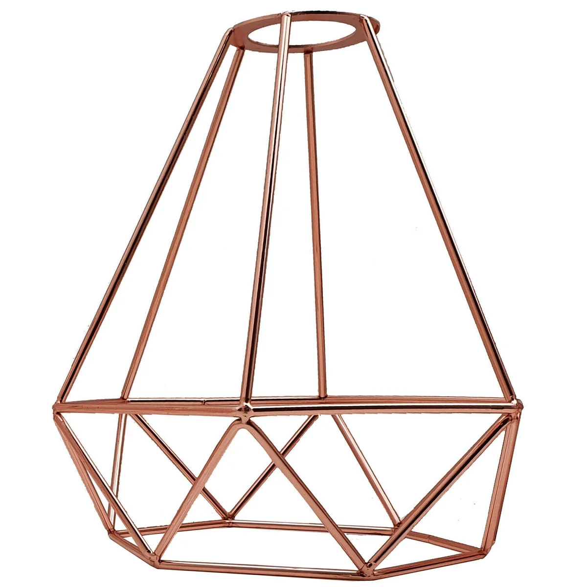 Rose gold metal light bulb cage lampshade with diamond pattern for E27 fitting, vintage style metal light bulb cage design