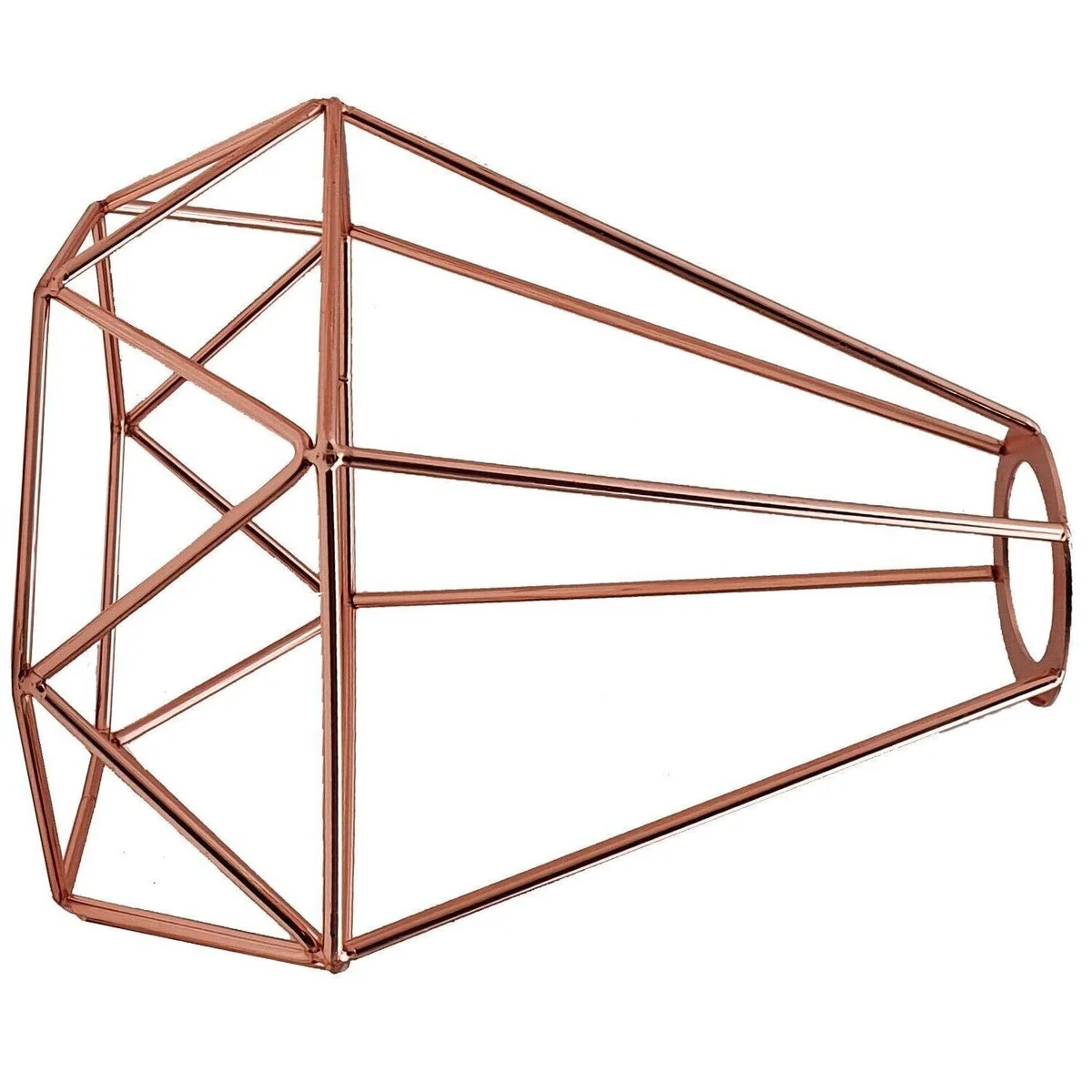 Rose gold metal light bulb cage with diamond lampshade design for E27 fitting, vintage style lampshade only