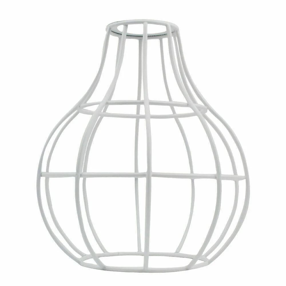 White iron wire cage industrial pendant lamp with rustic vase shape for vintage home decor lighting
