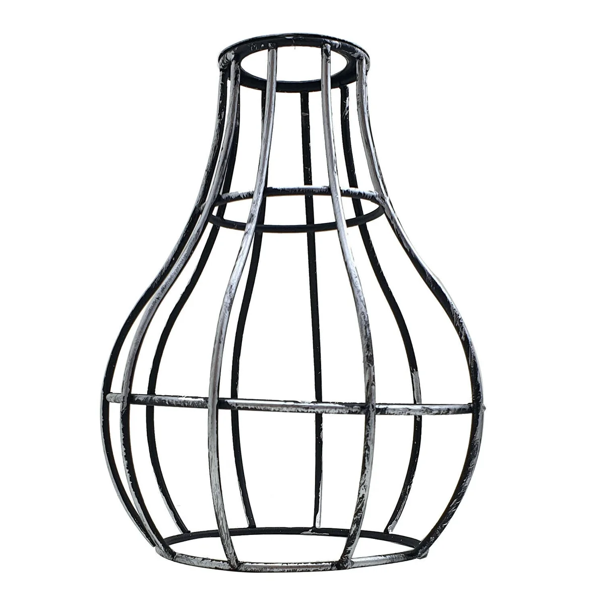Modern industrial ceiling pendant with brushed copper metal vase cage lampshade, 20cm tall, open frame design