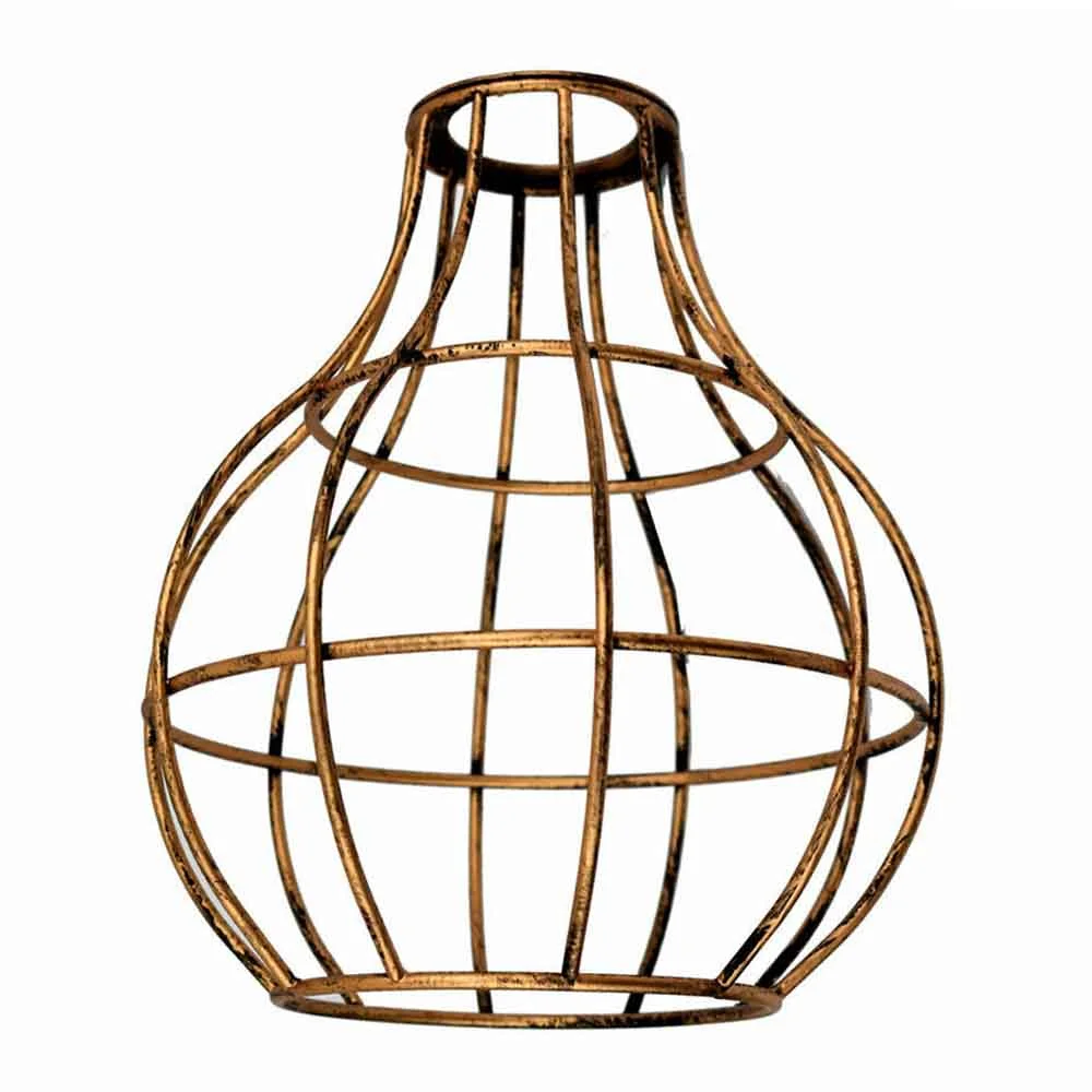 Modern industrial vase cage ceiling pendant lampshade in brushed copper, showcasing rust resistant metal light design