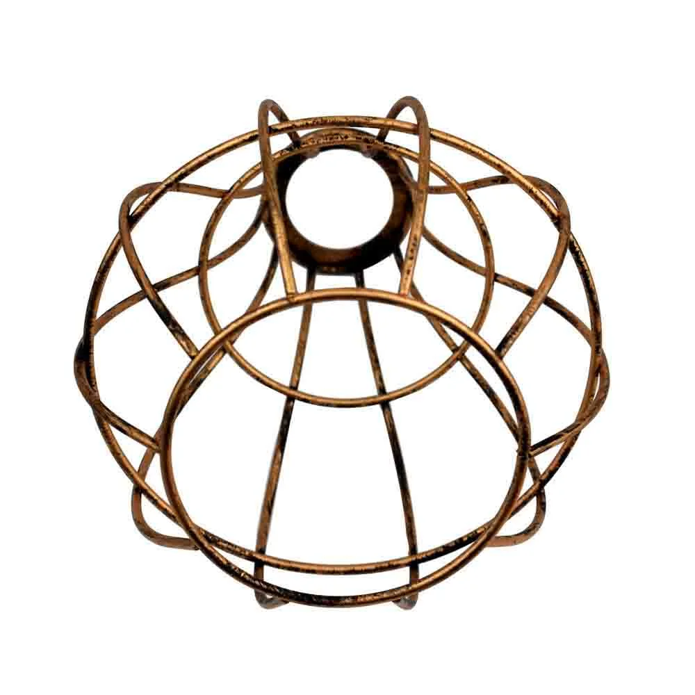 Modern industrial metal cage pendant lampshade in brushed copper with open vase design, 20cm high, easy-fit ceiling mount
