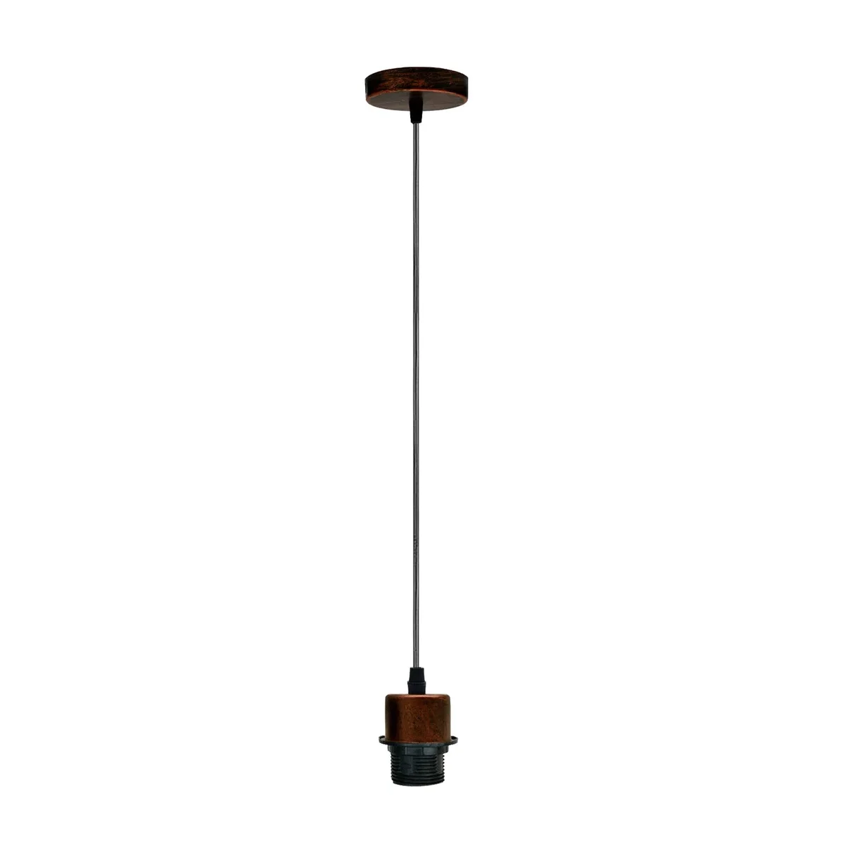 Rustic pendant light with red metal holder, 95cm PVC cable, vintage style, compatible with E27 bulbs, indoor use