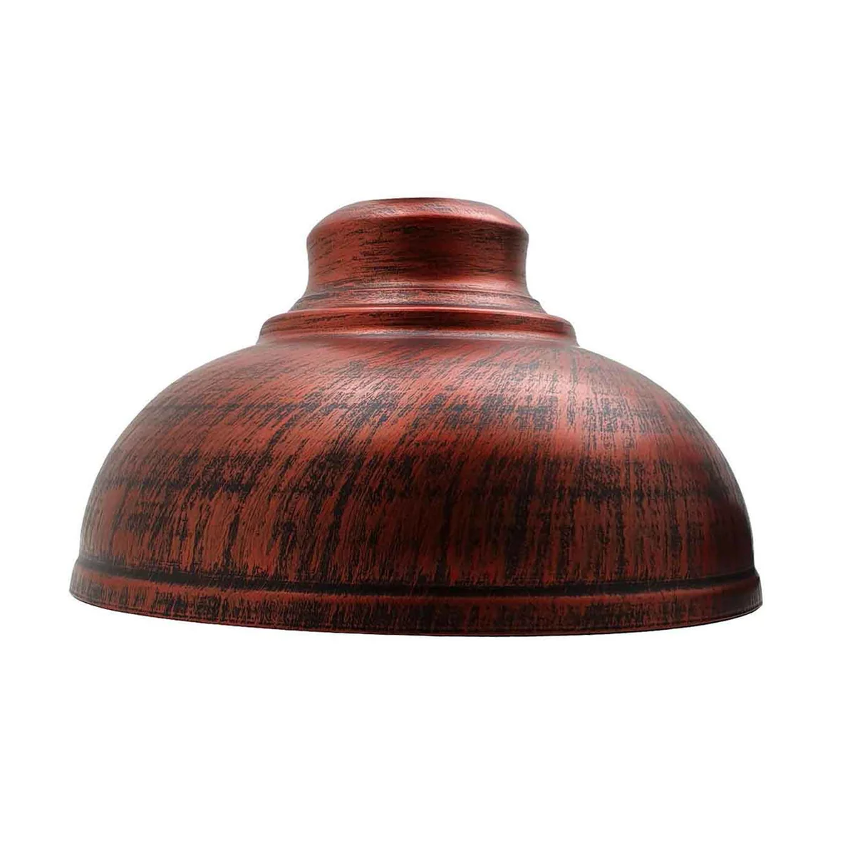 Rustic red curvy metal pendant light shade with vintage industrial design, 29cm diameter, E27 fitting, durable metal finish