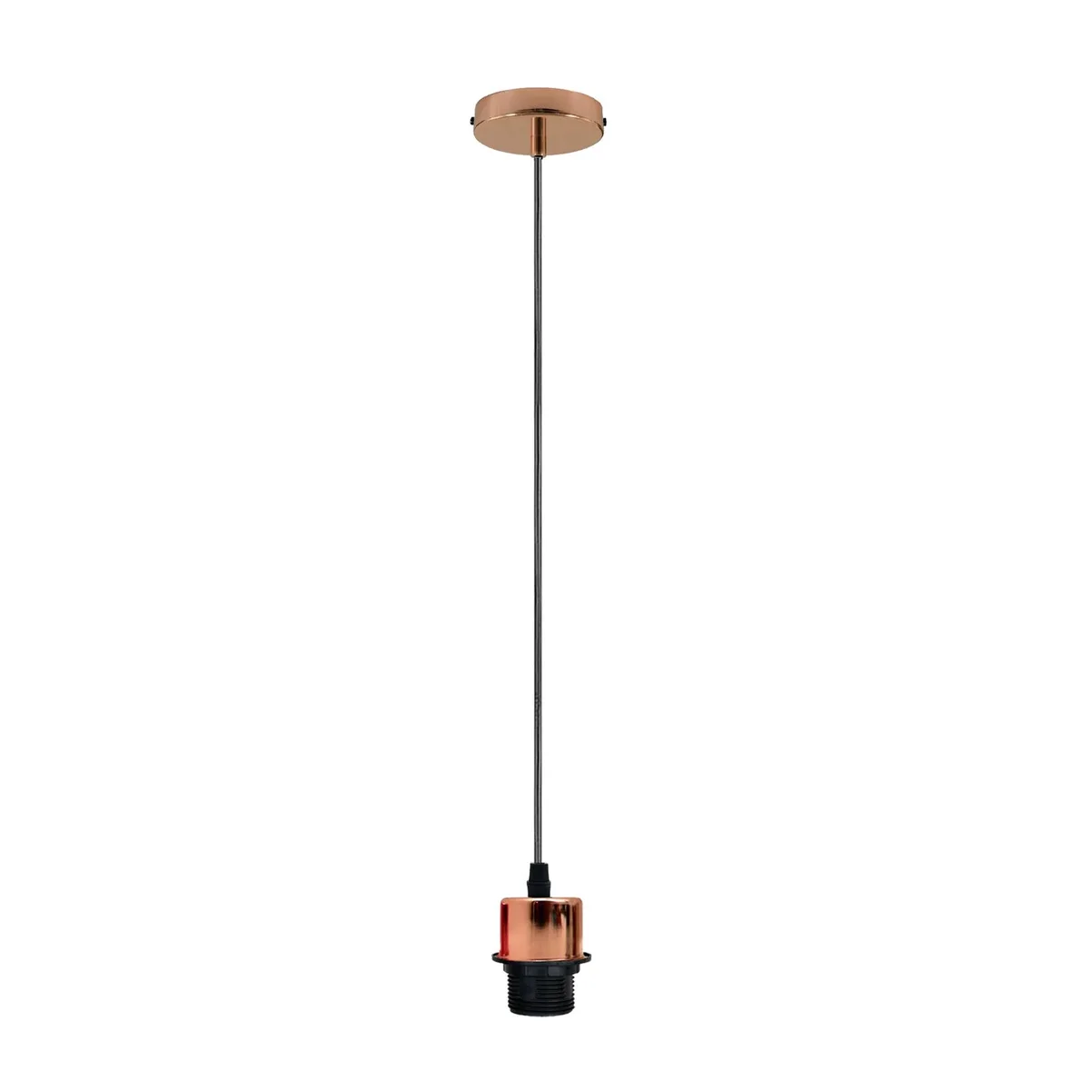 Rose gold pendant light with metal holder, adjustable 95cm PVC cable, and ceiling rose fitting in vintage style