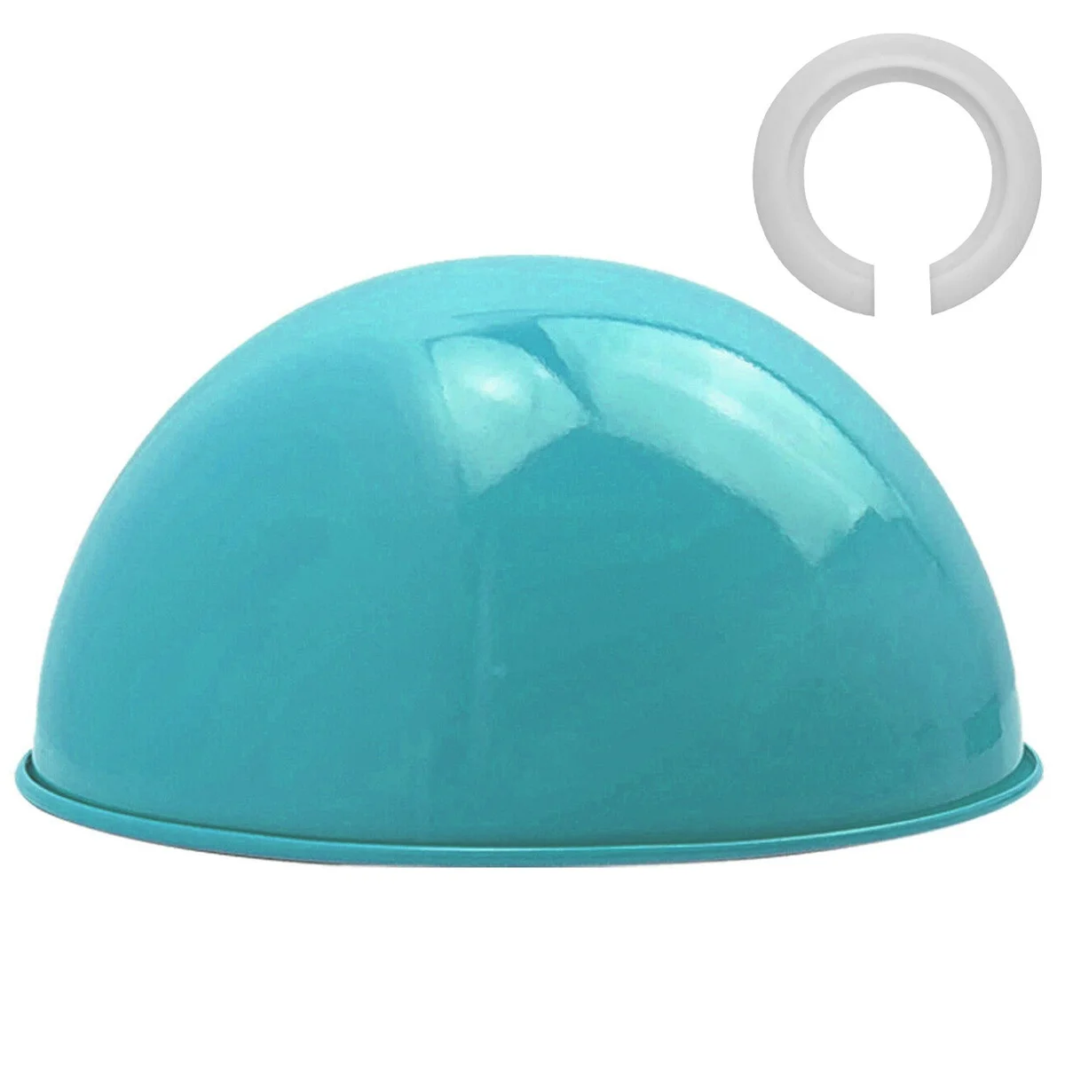 Light blue ceiling pendant with sleek dome metal shade and brushed nickel finish, angled base for sloped ceilings