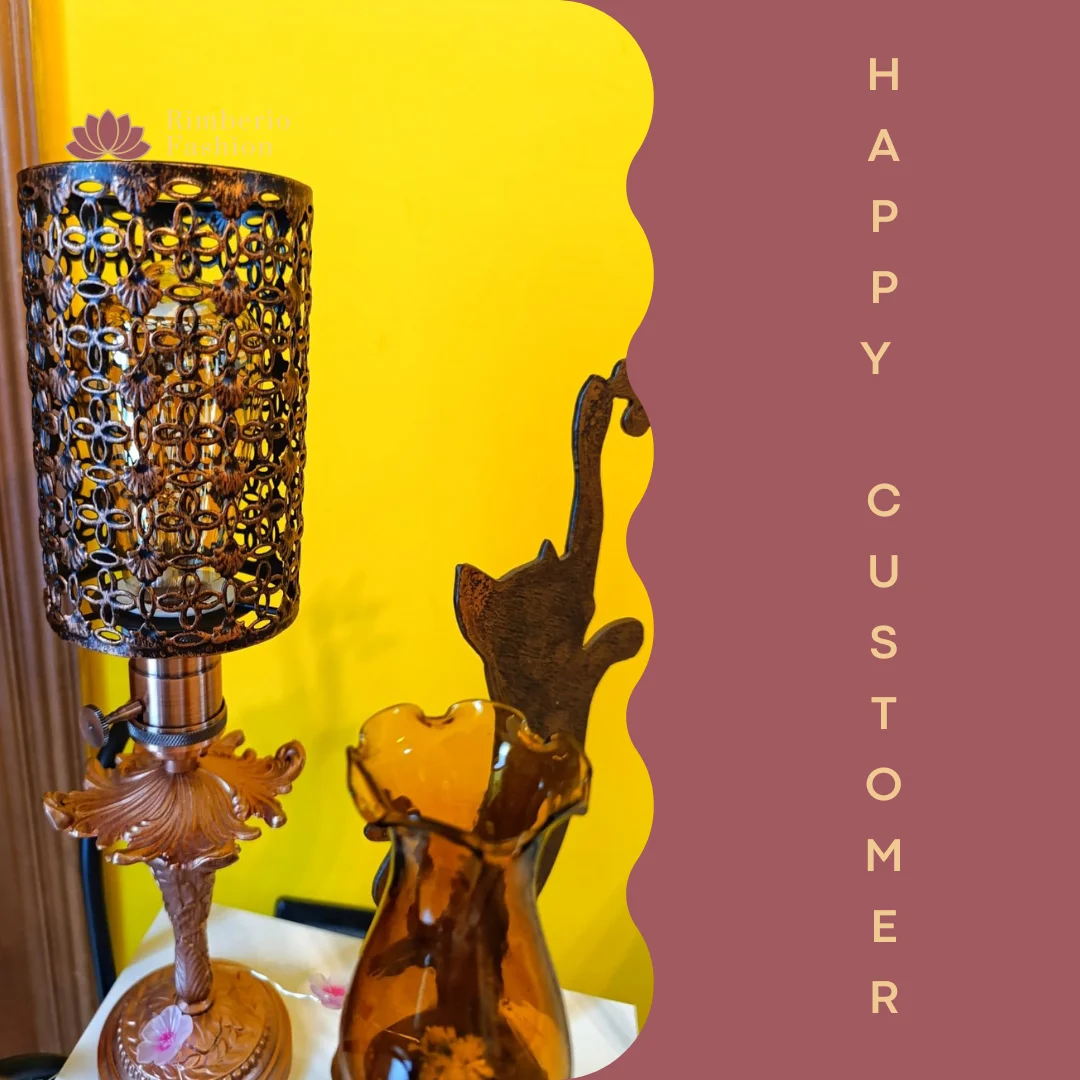 Rustic red metal lamp cage shade with modern design, E27 base, shown hanging against plain background