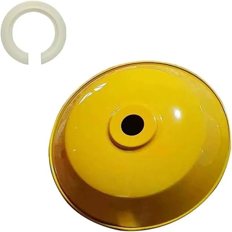 Yellow metal ceiling light shade with curved retro design, glossy finish, 36cm diameter, industrial style pendant shade