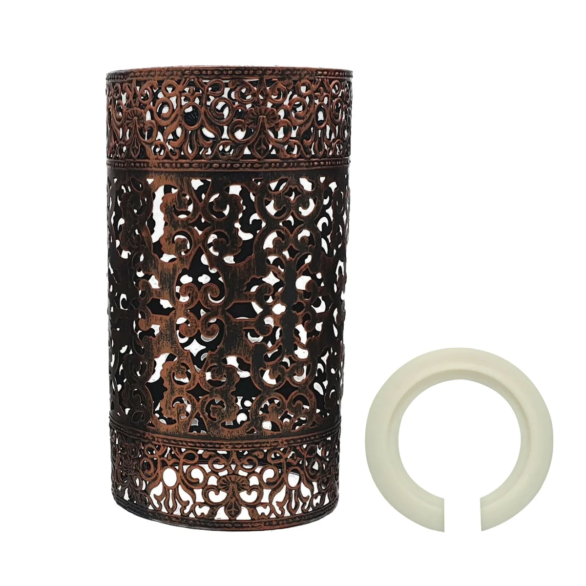 Modern industrial ceiling lampshade with brushed copper metal wire drum cage, easy fit with reducer plate, 24cm diameter