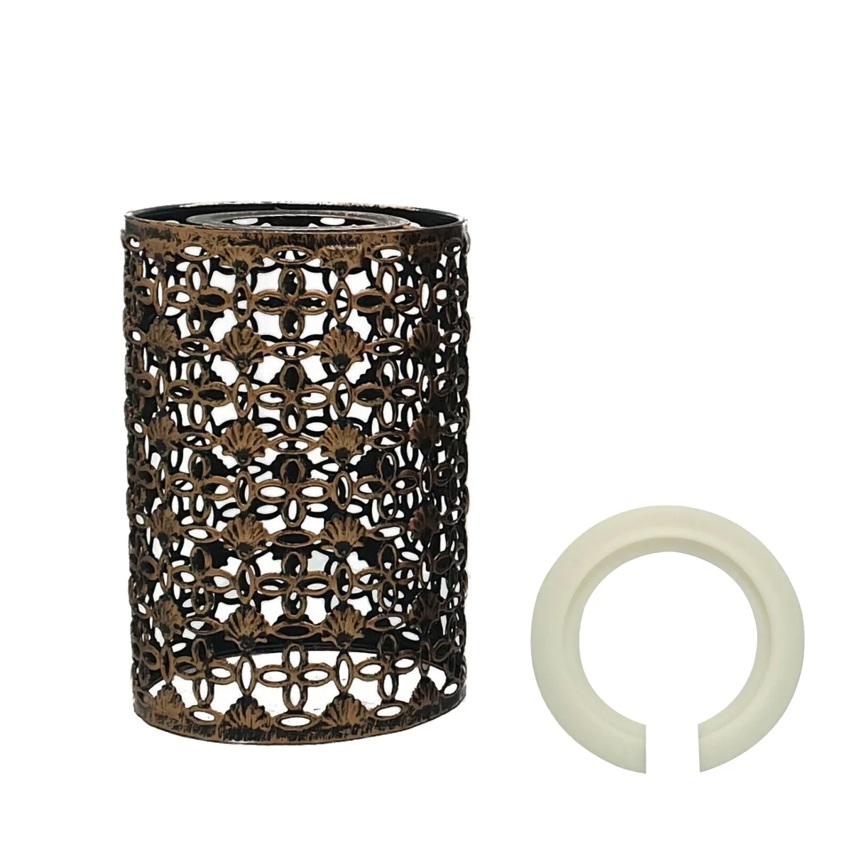 Retro style brushed copper ceiling shade with metal drum design and easy fit for pendant lighting, 14cm holder hole