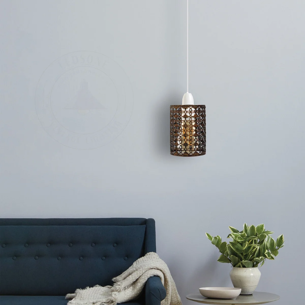 Brushed copper industrial style lampshade with metal drum design, easy fit, 14cm holder hole, 9.5cm width, 14cm height