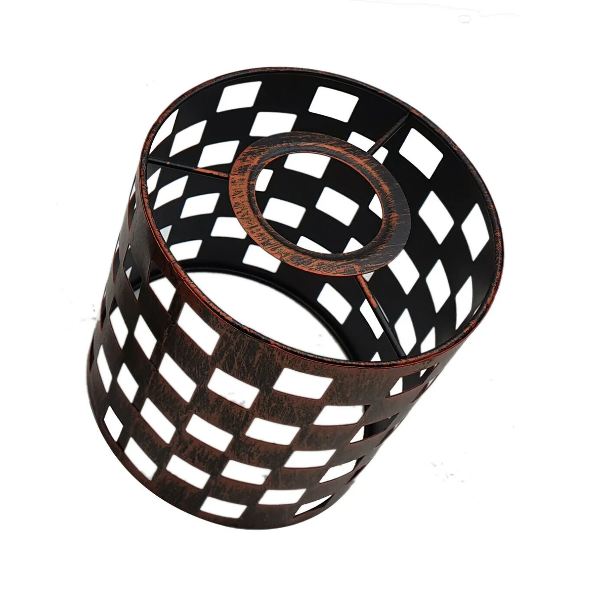 Modern black metal wire lampshade in drum cage design, easy-fit for pendant lights, no wiring needed, indoor use only