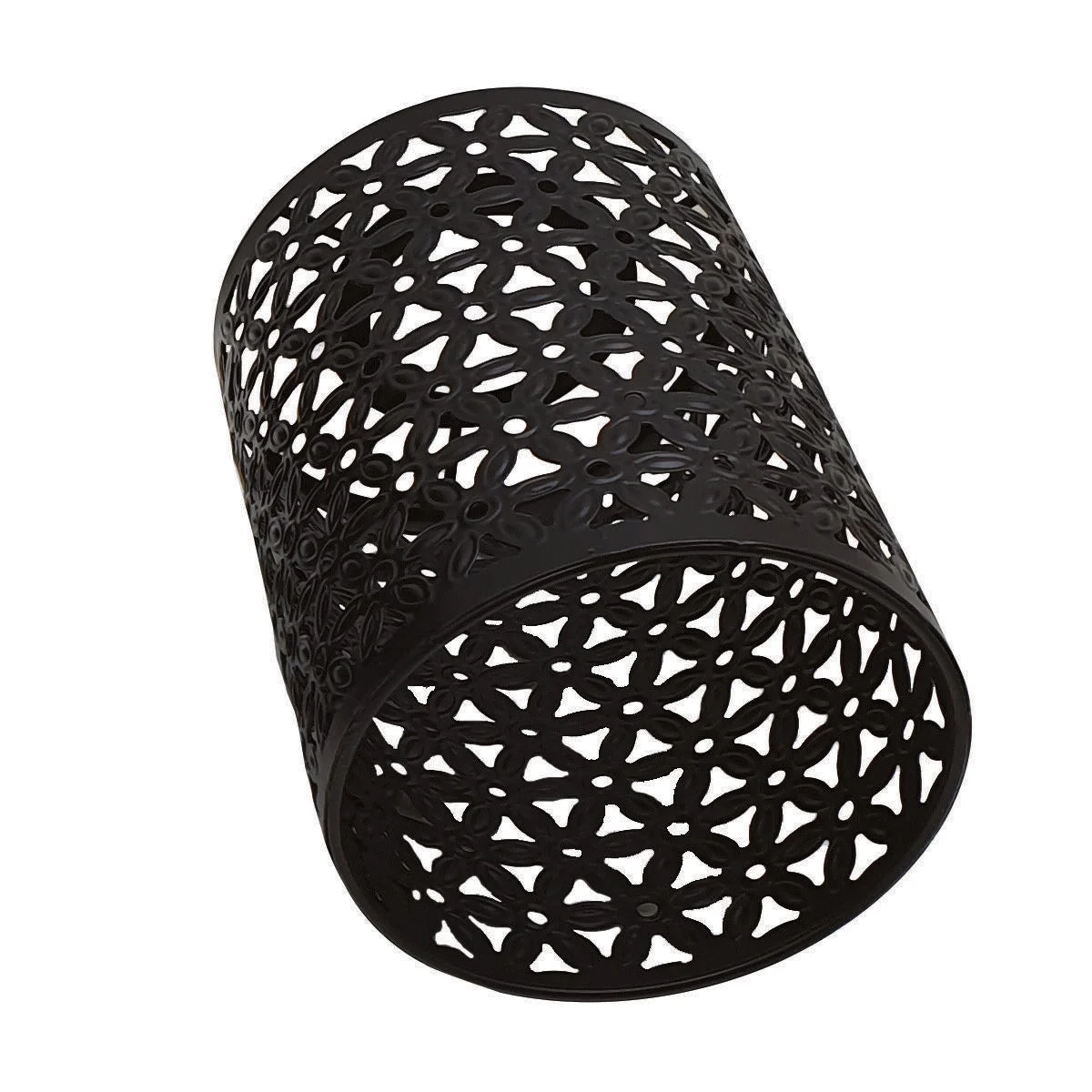 Black metal wire drum cage lampshade fitted with E27 bulb pendant, showcasing modern industrial design and easy-fit installation