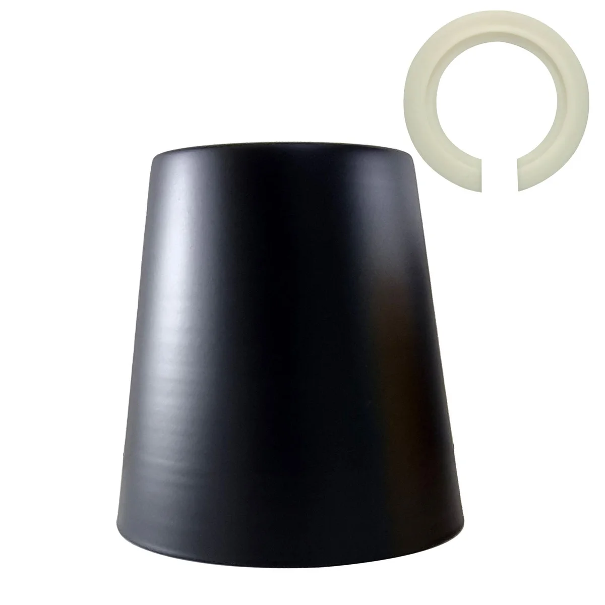 Matt black metal easy fit light shade with mug shape, 13cm height, suitable for E27 bulbs, modern industrial style
