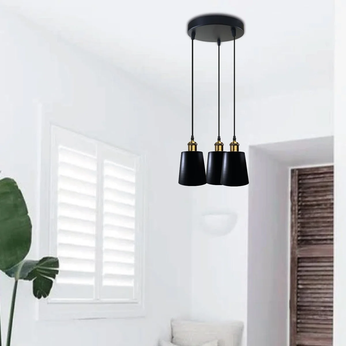 Matt black modern mug shape shade made of metal, 13cm tall, easy fit for E27 ceiling pendant lighting fixture