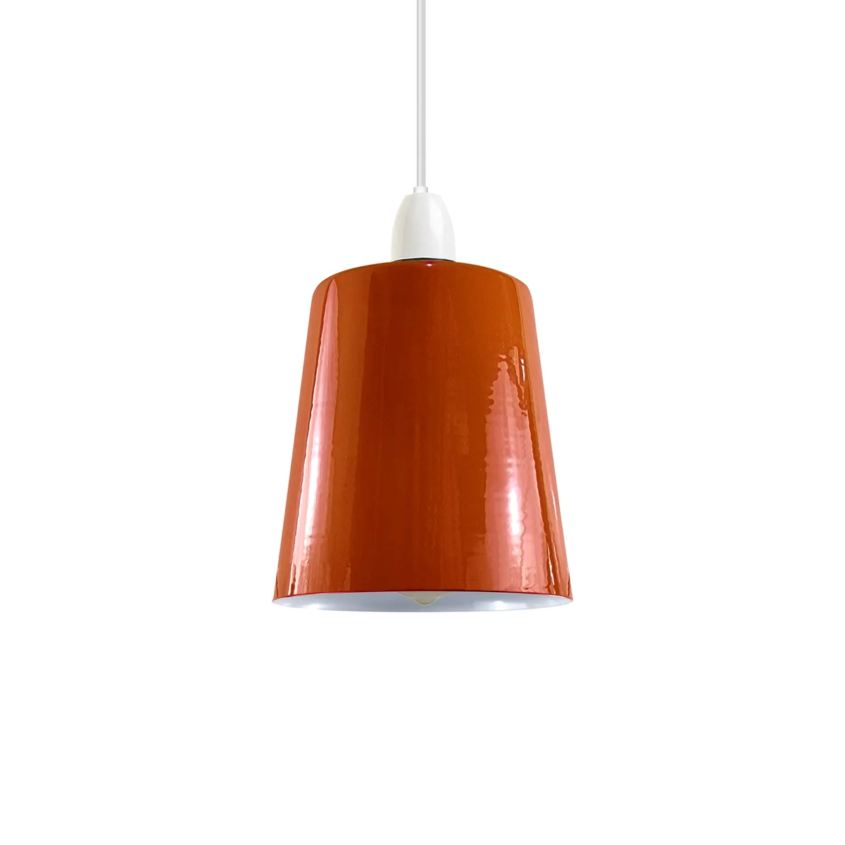 Orange metal lampshade with retro design, 13cm height, easy fit for ceiling pendant light sockets indoors