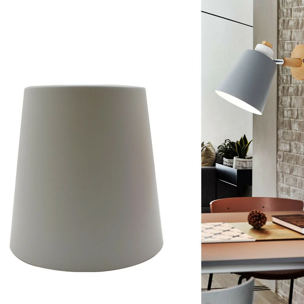 15cm pendant shade, mug-shaped metal lampshade in ash grey, fits E27 fittings.