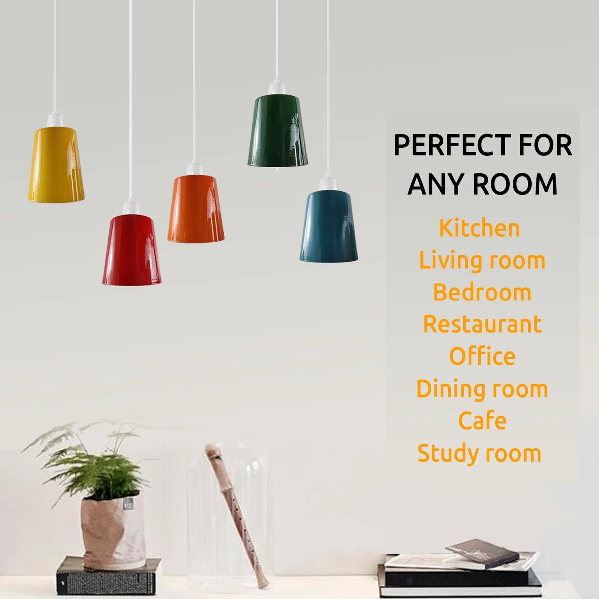 Matt black mug shaped light shade made of metal, easy fit design for E27 pendant light fittings, modern style
