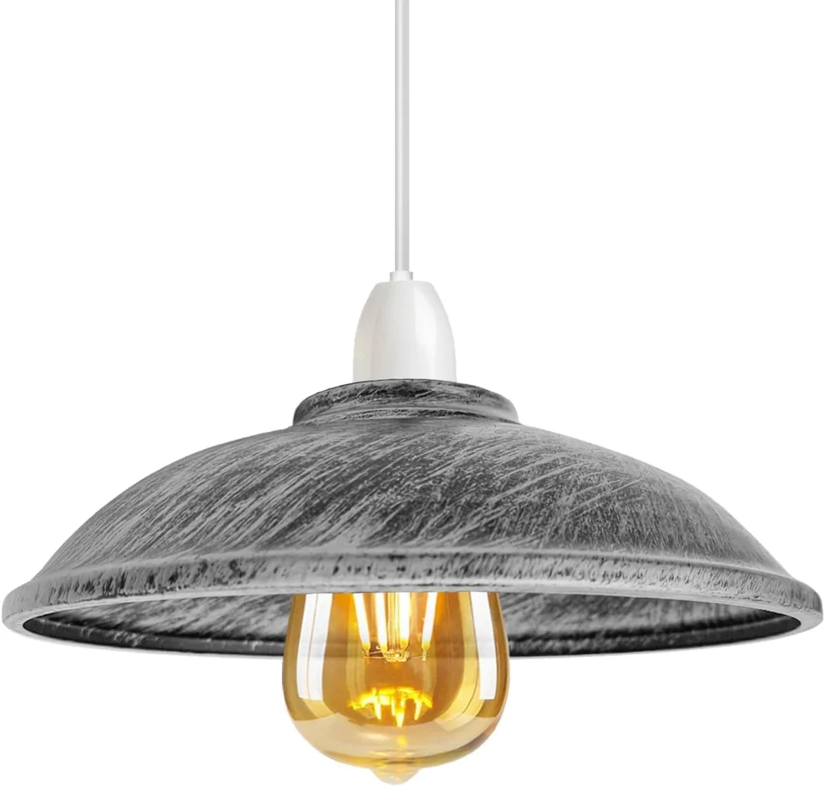 Brushed copper metal pendant light shade with half-round shape and industrial style for ceiling E27 fitting