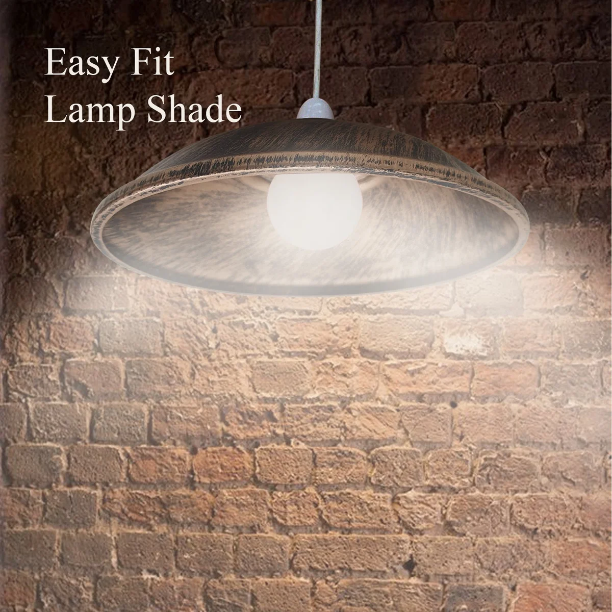 Rustic brushed copper half-round easy fit light shade with concrete effect finish, 24cm wide, no wiring required