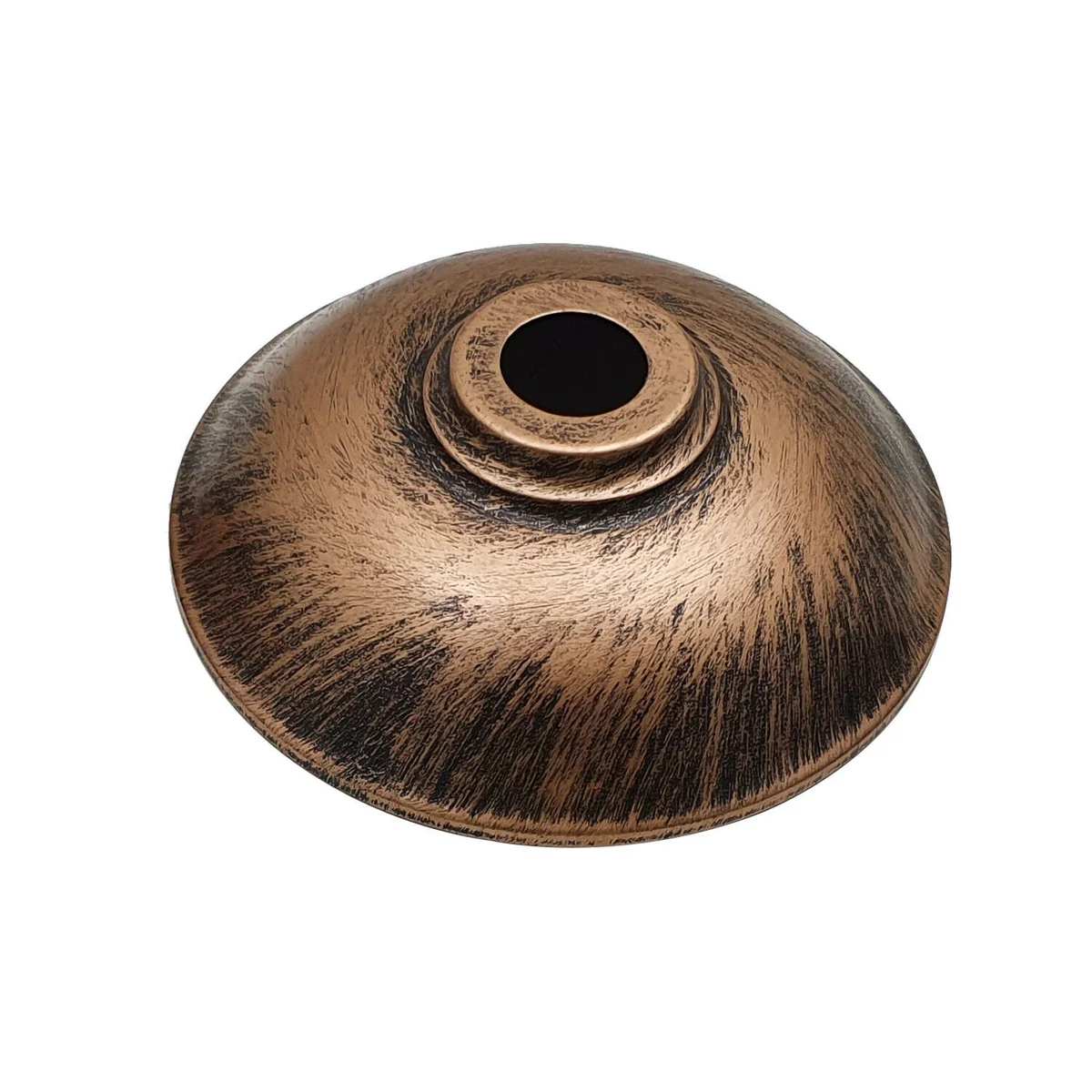 Rustic copper pendant light shade with brushed finish, half-round shape, easy fit, no wiring needed, 24cm wide