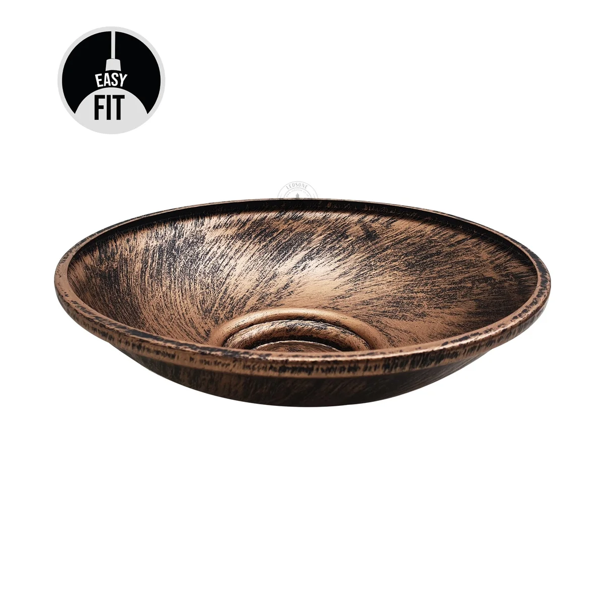 Rustic copper pendant light shade with brushed copper finish and half round metal design, easy to fit without wiring