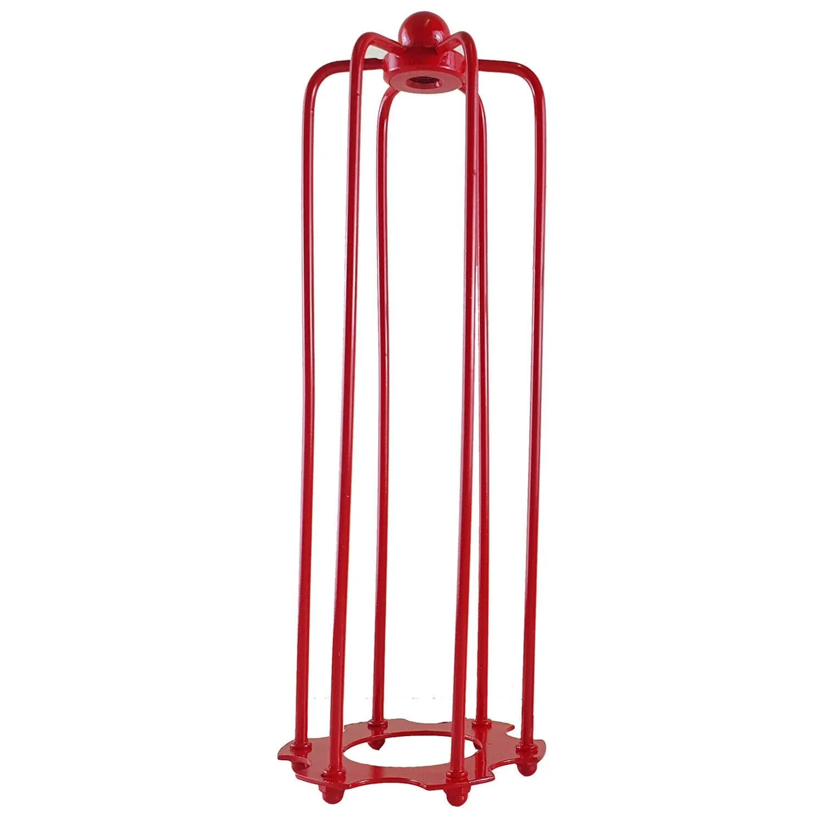 Red metal wire cage lampshade showcasing vintage industrial lighting design, easy fit for E27 bulbs, ceiling mounted indoors