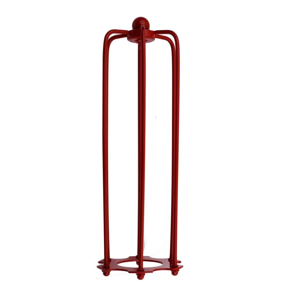 Red wire cage lampshade with vintage industrial design, easy fit metal frame in bold red for ceiling pendant lights