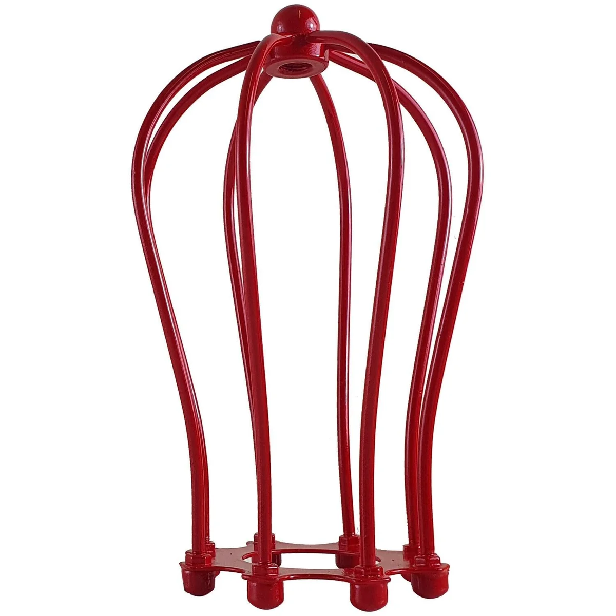 Red metal wire cage lampshade with industrial design, easy fit for ceiling pendant, bold vintage red finish