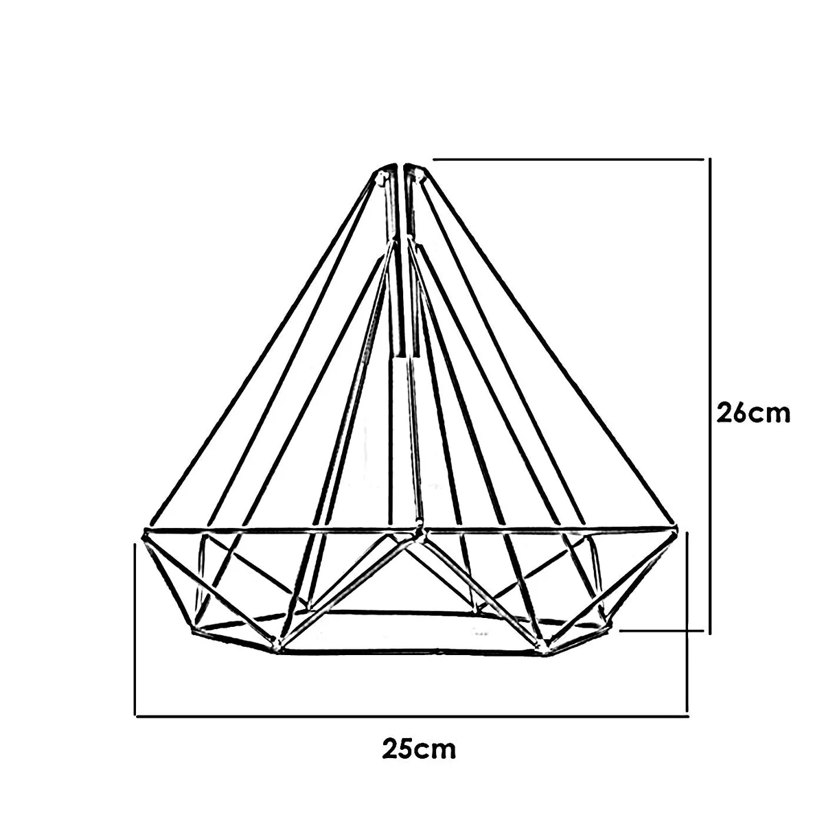 Red geometric metal pendant light with wire cage design, painted gloss finish, 260mm high by 250mm diameter