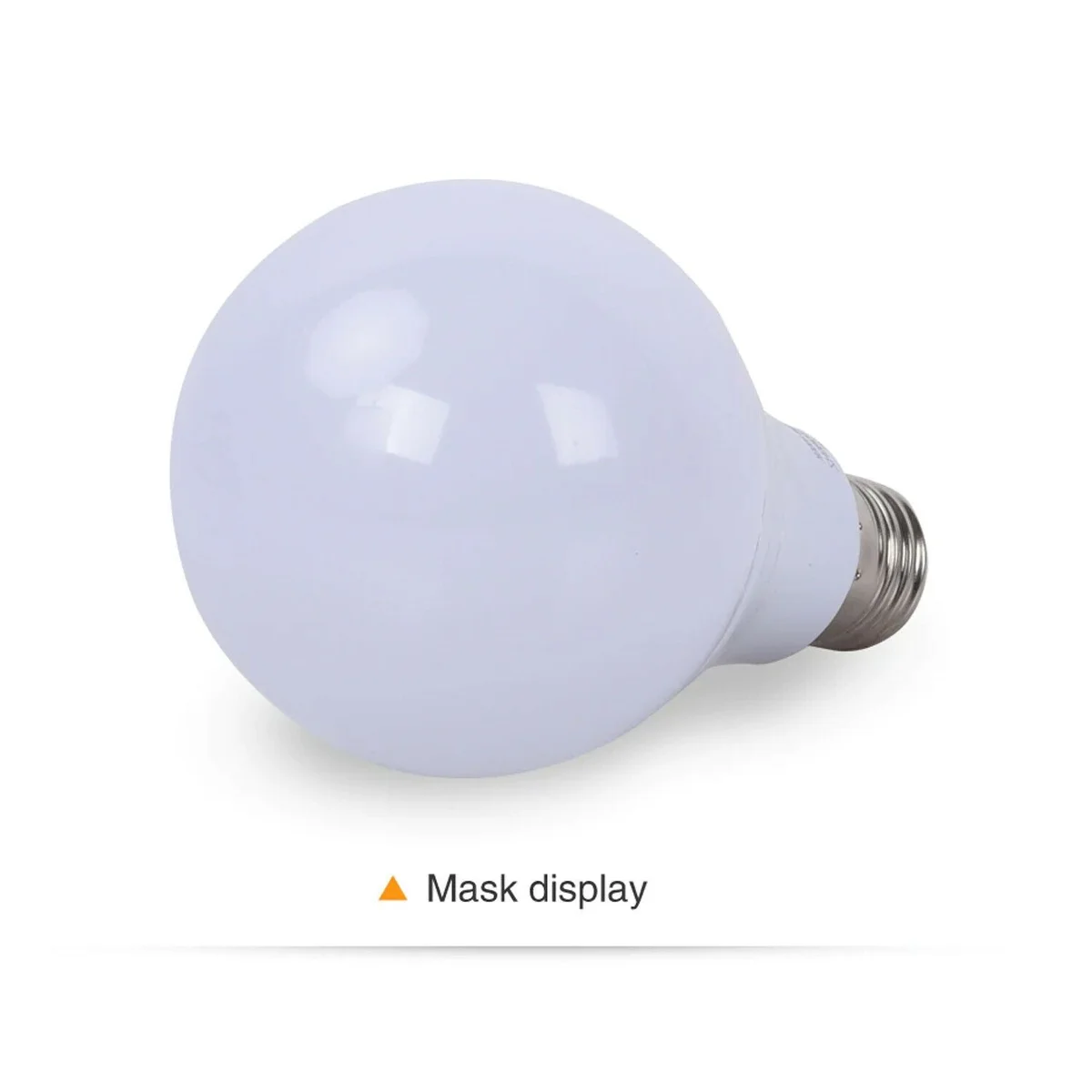 Five daylight LED bulbs with A60 shape and E27 base arranged on a white background, showing clear glass design