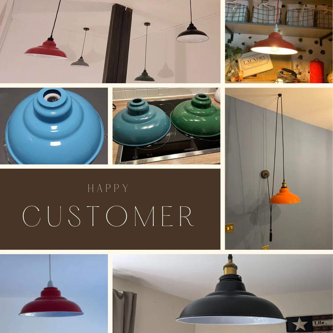 Industrial ceiling lamp shade in black metal with semi-curvy shape and white inner finish, 32cm diameter, vintage style