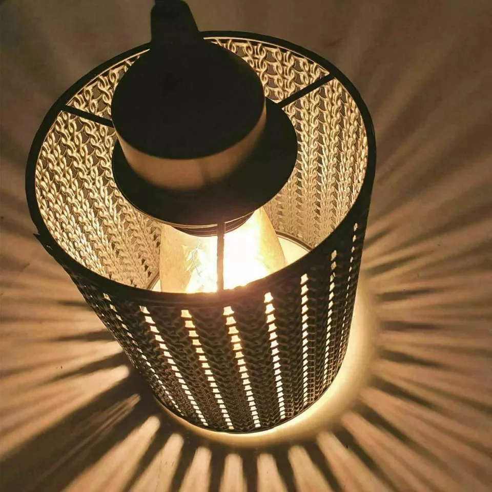 Brushed silver industrial drum metal wire lampshade with open cage design, suitable for E27 bulbs, indoor ceiling use