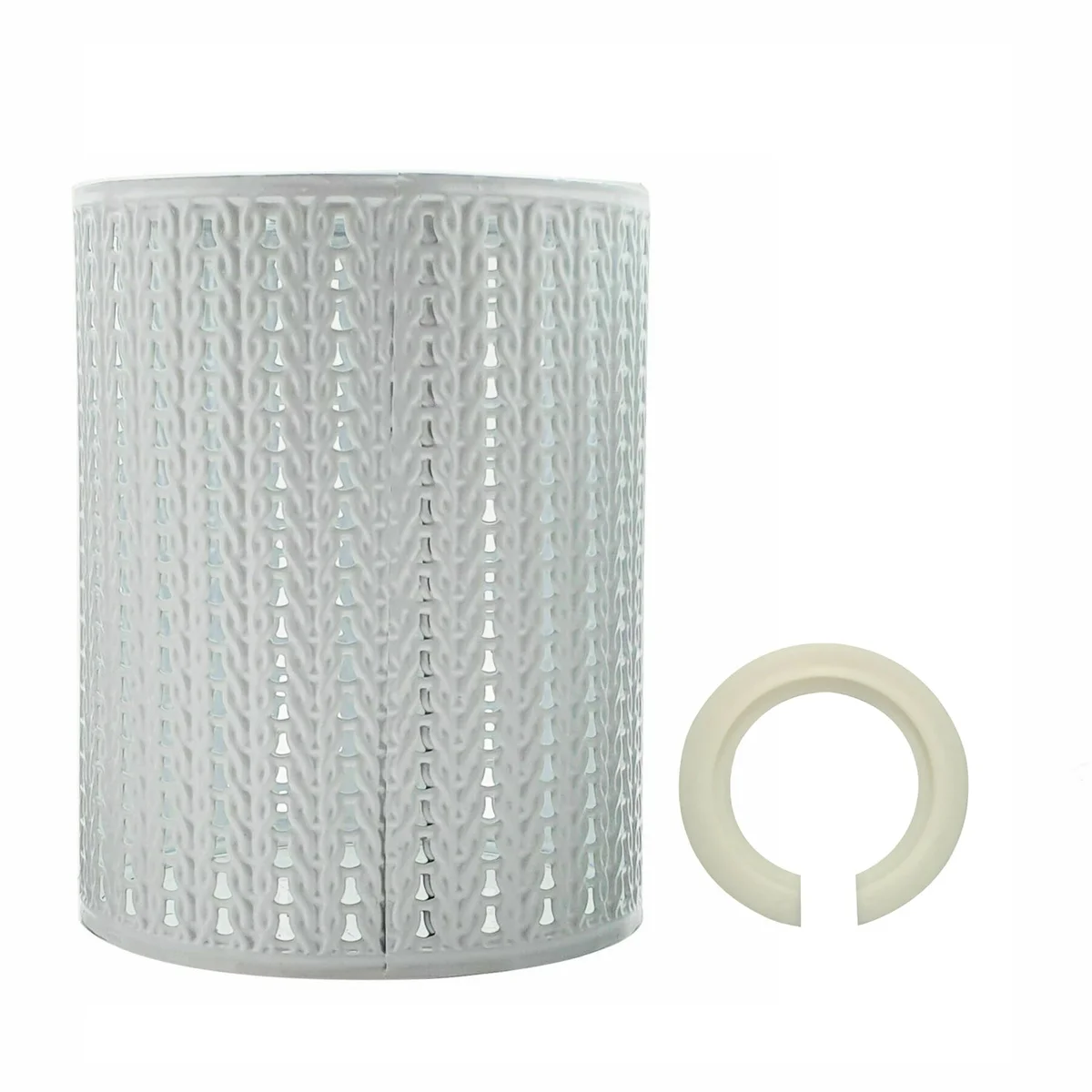 White vintage industrial metal lamp shade with open wire cage drum design, easy fit for ceiling light sockets