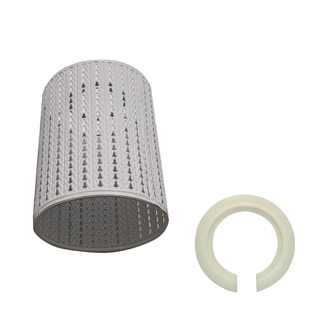 White vintage industrial metal wire cage easy fit ceiling shade with drum design and reducer plate, no bulb included.