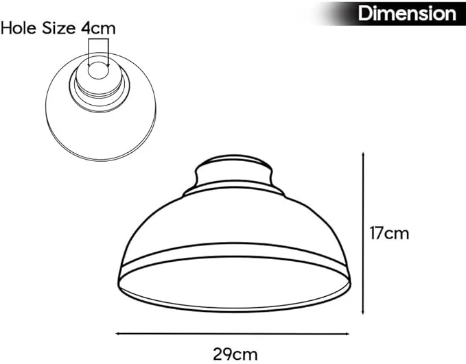 Curvy metal retro pendant lamp shade in vintage industrial style, easy fit for E27 bulbs, 29cm length, 17cm height
