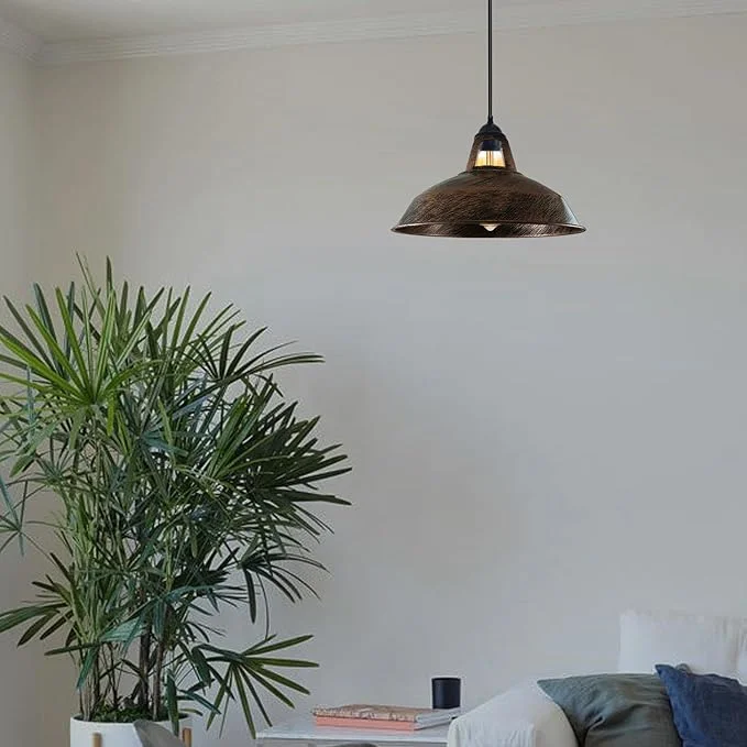 Metal barn shape E27 bulb lamp shade in vintage retro style with curved design for indoor ceiling lighting