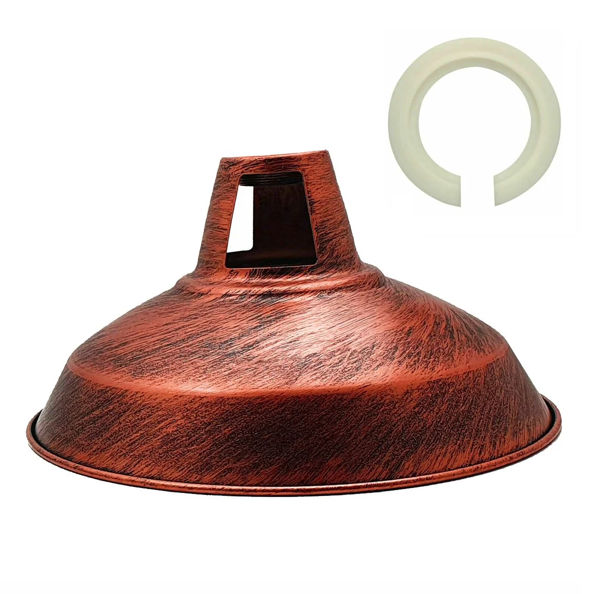 Metal barn lamp shade in vintage retro style with curved metal design, suitable for E27 bulbs, indoor ceiling light fixture