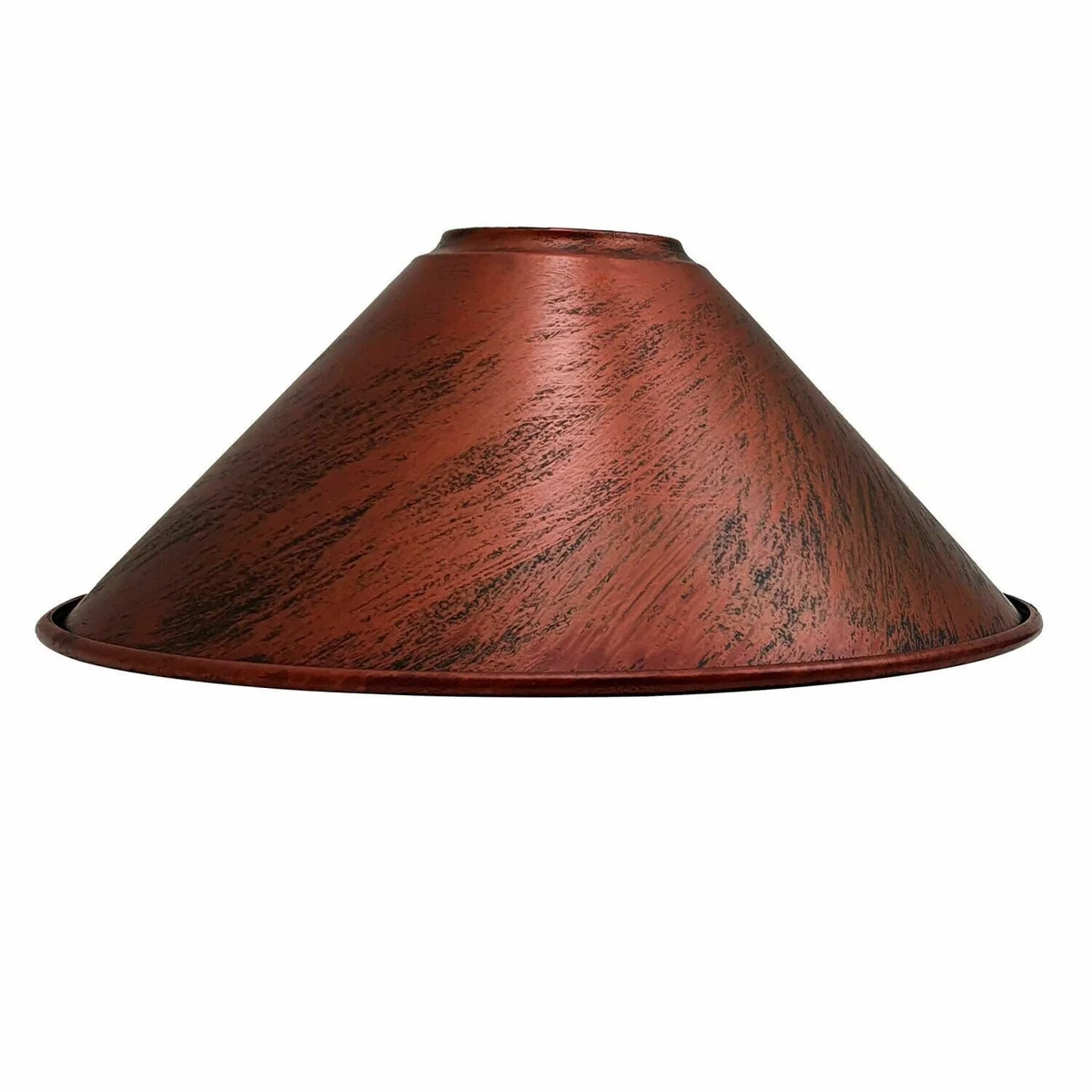 Glossy metal cone-shaped E27 lamp shade with reducing plate, shown from side angle against white background
