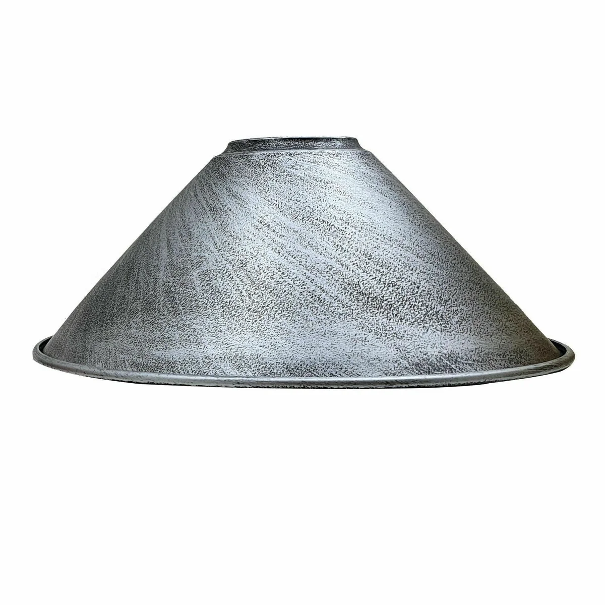 Glossy cone-shaped metal pendant lampshade with E27 fitting and reducing plate for B22 bulbs shown on white background