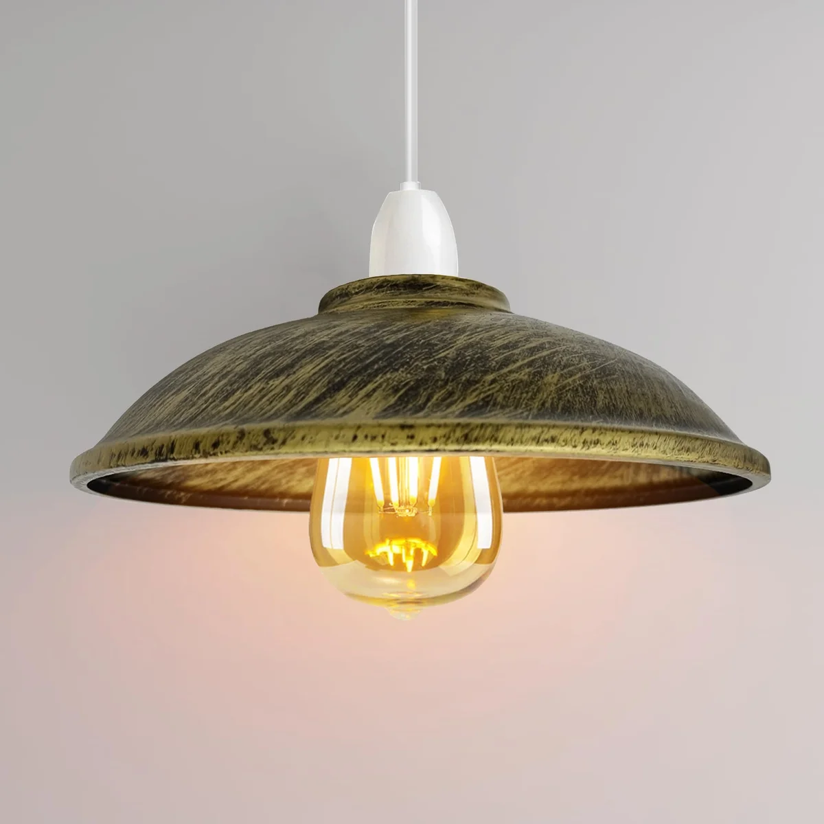 Vintage metal lampshade with 24cm diameter, retro design, easy fit ceiling shade for indoor use, max 60W bulb compatible