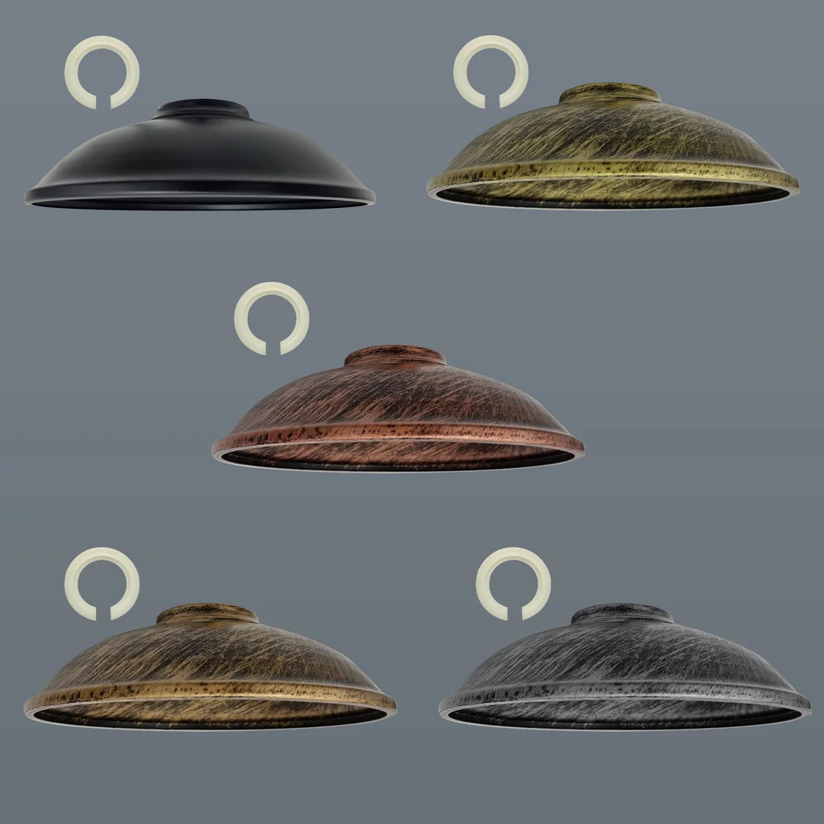 Metal vintage ceiling light shade with 24cm diameter, retro design, suitable for indoor use with max 60W bulb