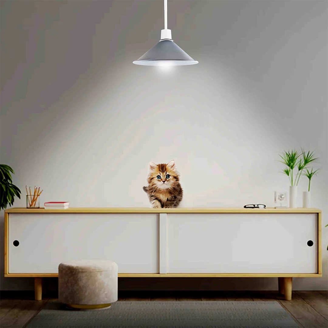 White metal lampshade in cone shape with easy fit design, industrial style wall light accessory in white iron material