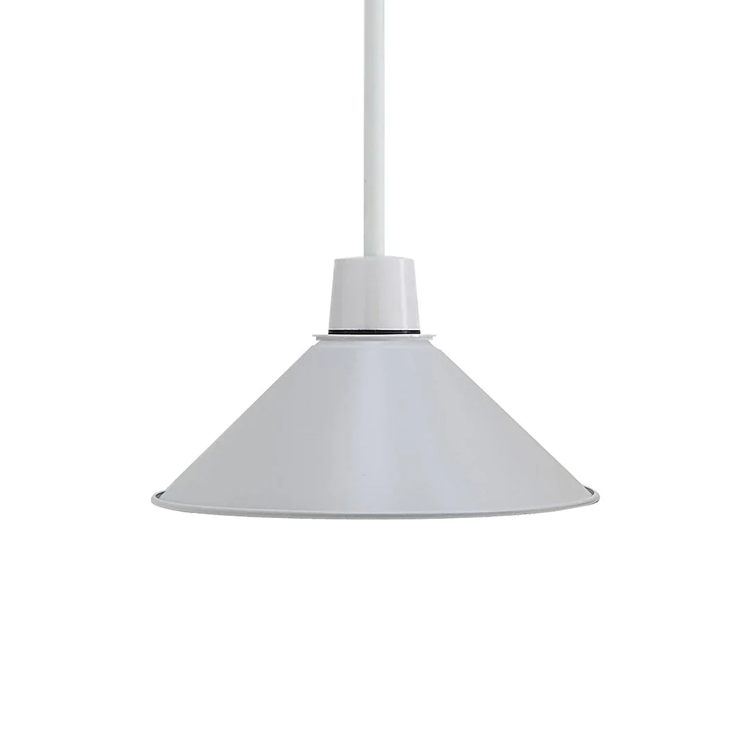 White modern metal cone-shaped easy fit lampshade designed for wall lighting with industrial style and rustic elegance