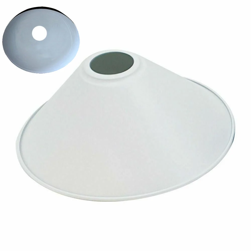 White easy fit cone shape modern wall lampshade made of metal, shown against a plain background
