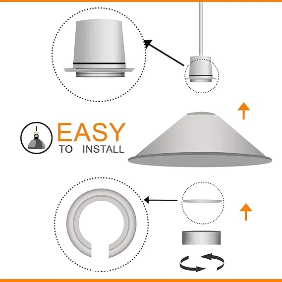 White metal easy fit cone shape contemporary lampshade with industrial style, suitable for wall lighting in modern interiors
