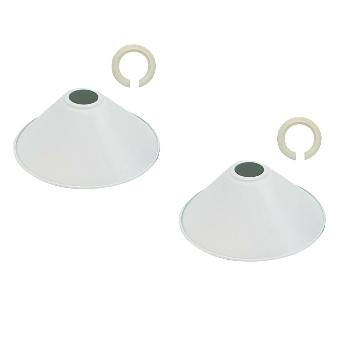 White metal lampshade with cone shape and easy fit design, made of iron, shown against a plain background