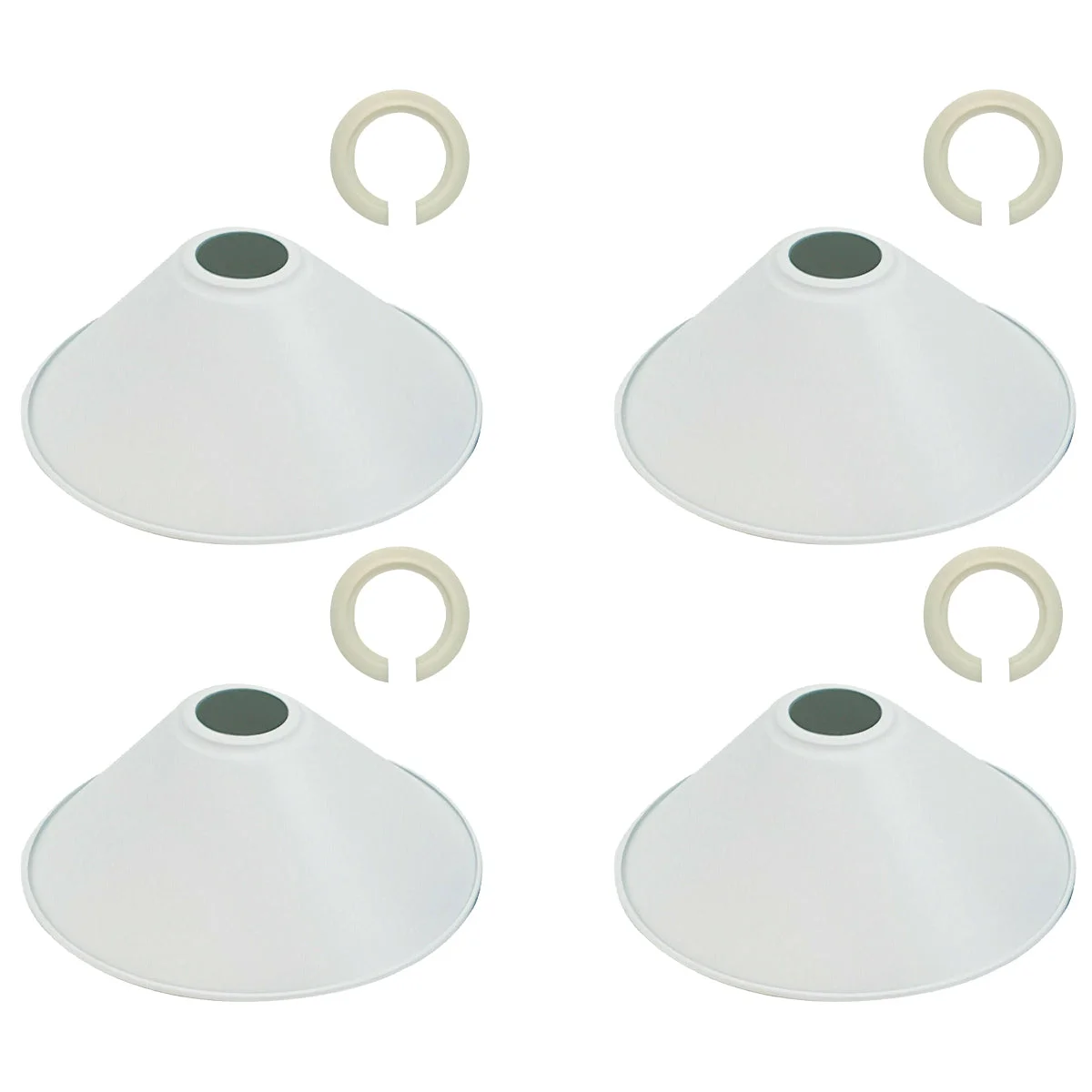 White metal lampshade in a modern cone shape, easy fit design made from iron with a smooth white finish
