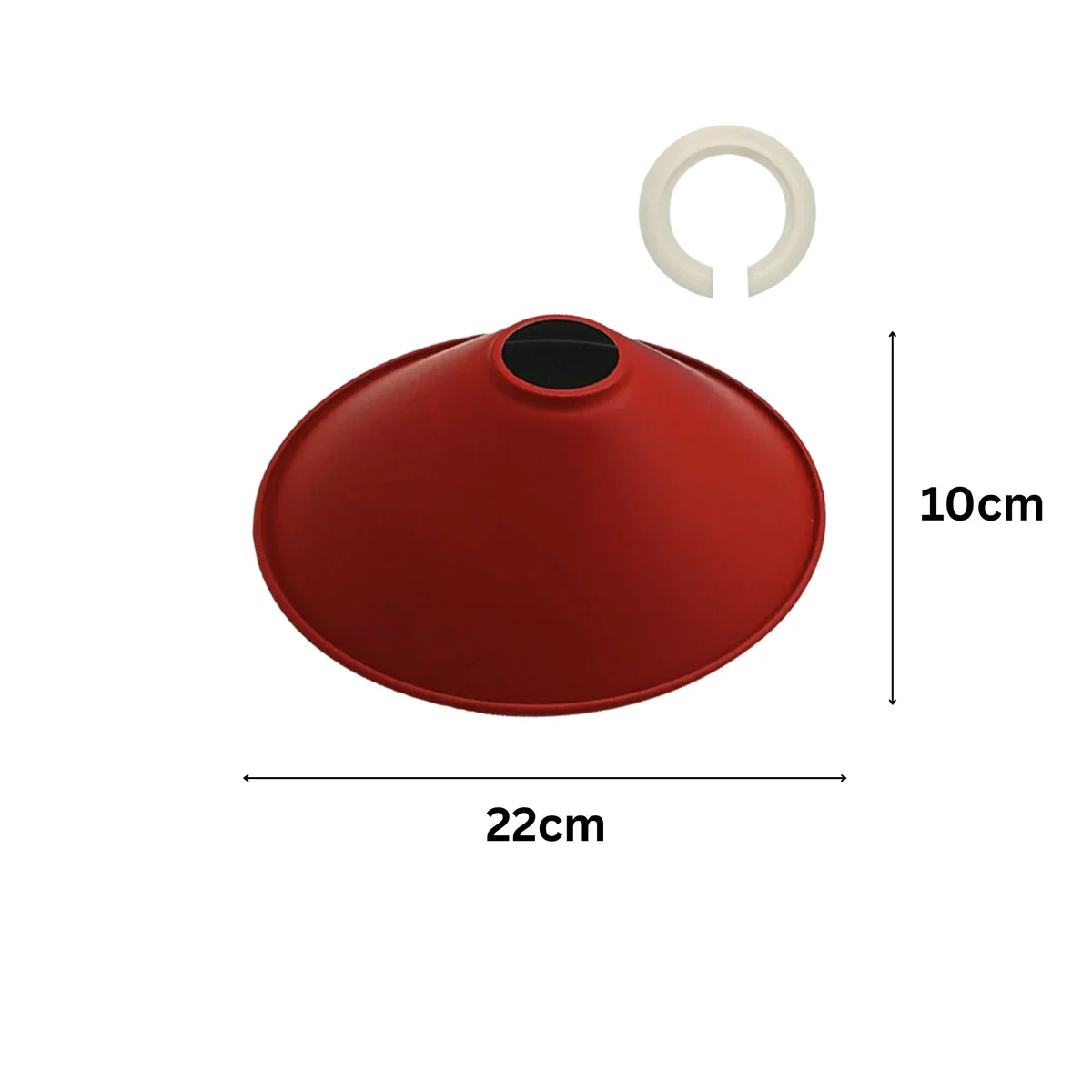 22cm red metal easy fit lampshade with white interior for ceiling light, designed for living room use